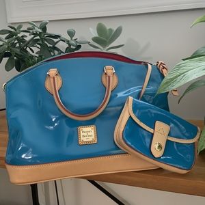 NWT Dooney & Bourke Darcy Turquoise Patent Leather Bag with Pouch